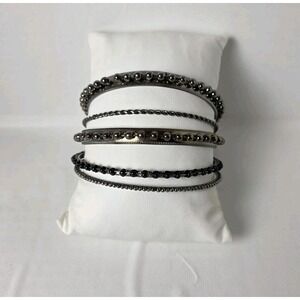 R.J. Graziano Gunmetal Bangle Wardrobe. Tank Face, Chunky Link Wrist 10 Inches